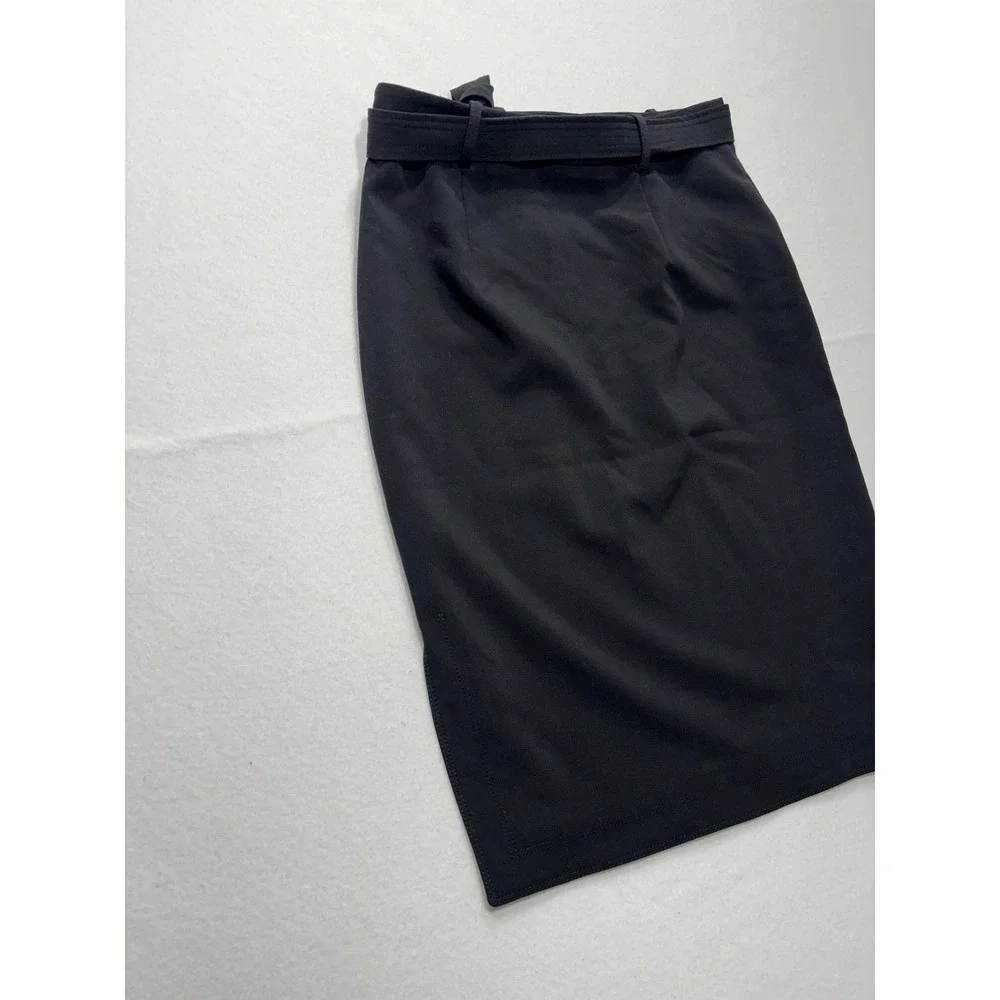 Banana Republic Skirt Womens 6 Black Belted Stretch Knee Length Pencil Work‎